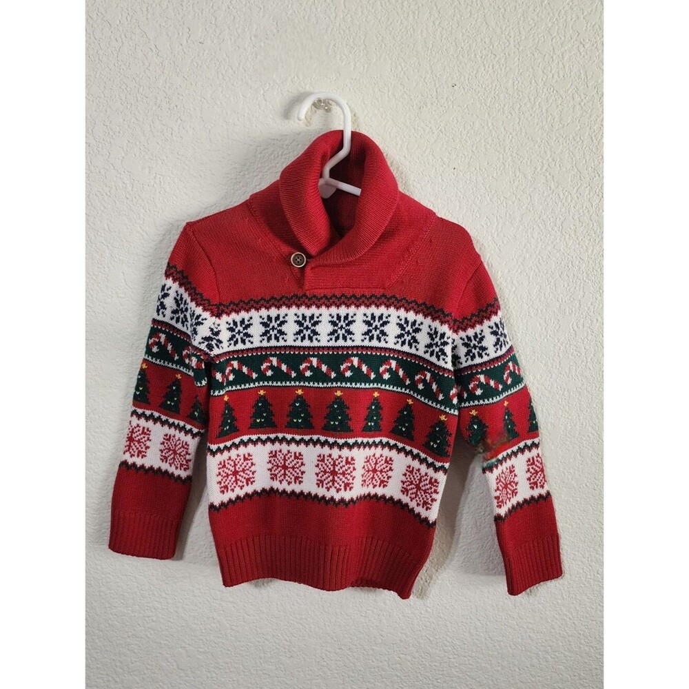 The Children's Place Boys Holiday Fairisle Shawl Sweater Size 2T